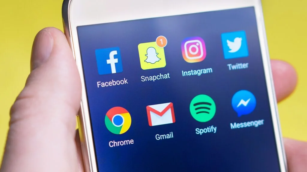 cellphone showing social media apps