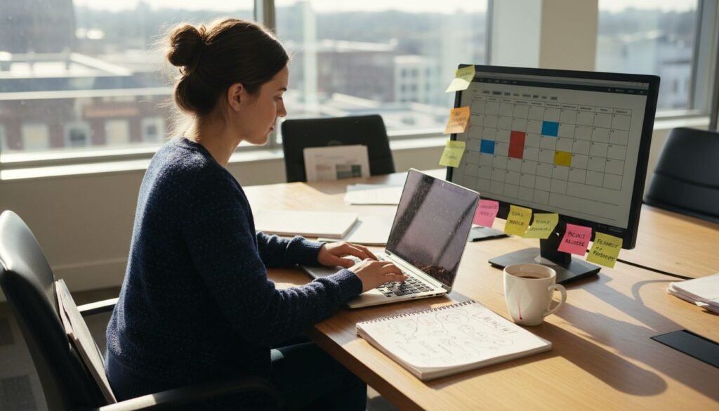 Entrepreneur working in digital marketing office