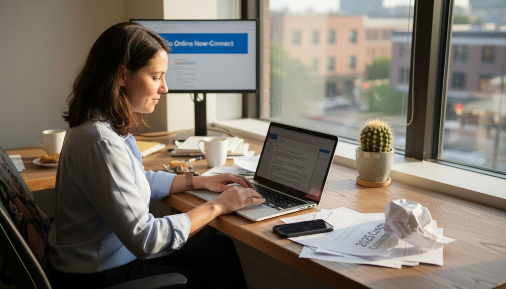 Business owner working on email campaign