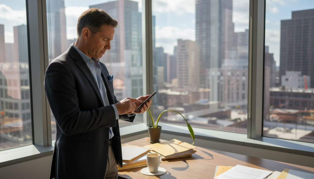 CEO managing reputation in corner office