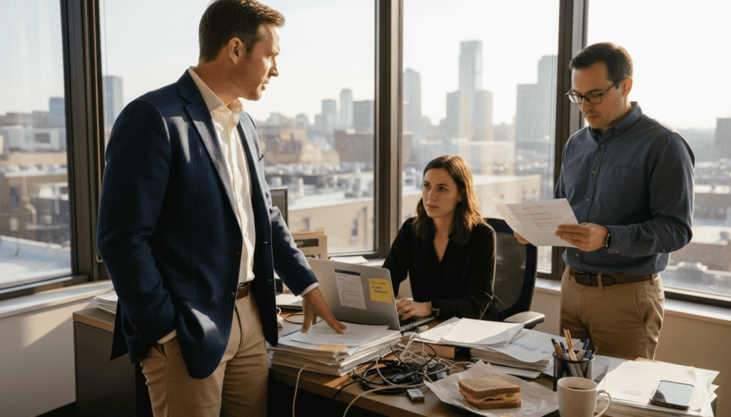 SMB owner collaborating with digital team in office