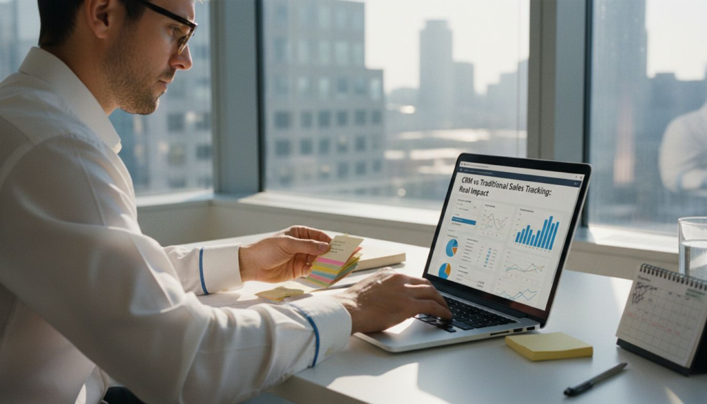 Sales manager enters data in CRM interface