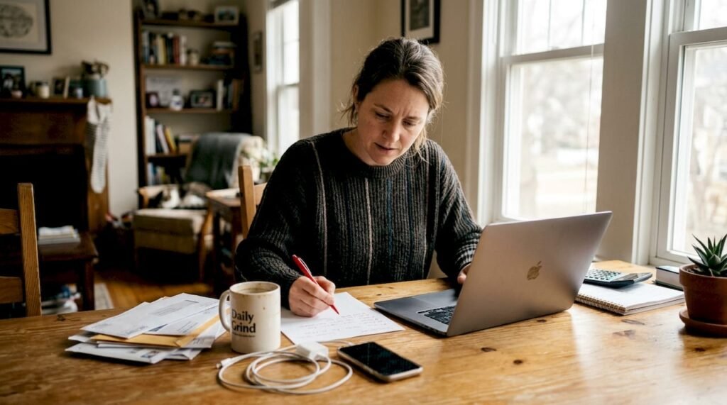 Small business owner using digital marketing checklist