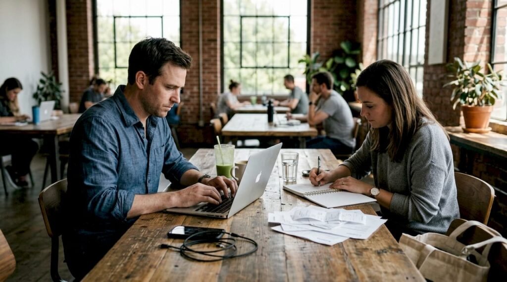 Small business team working on email marketing