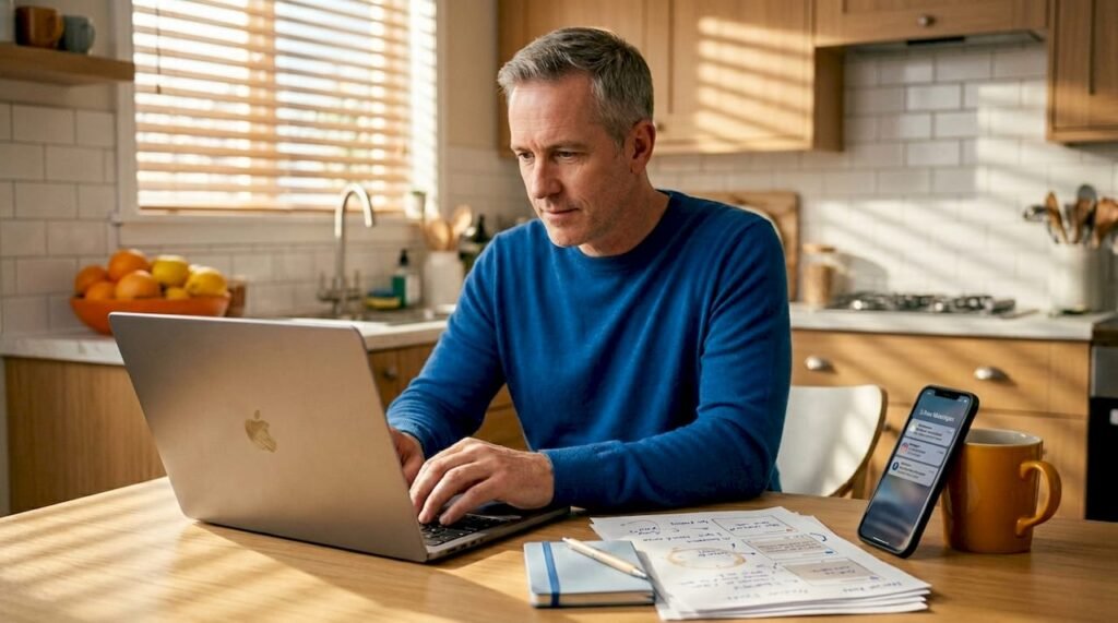 Entrepreneur creating digital content at home