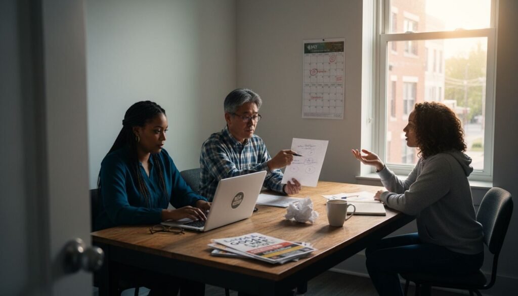 Small business team working on marketing strategy